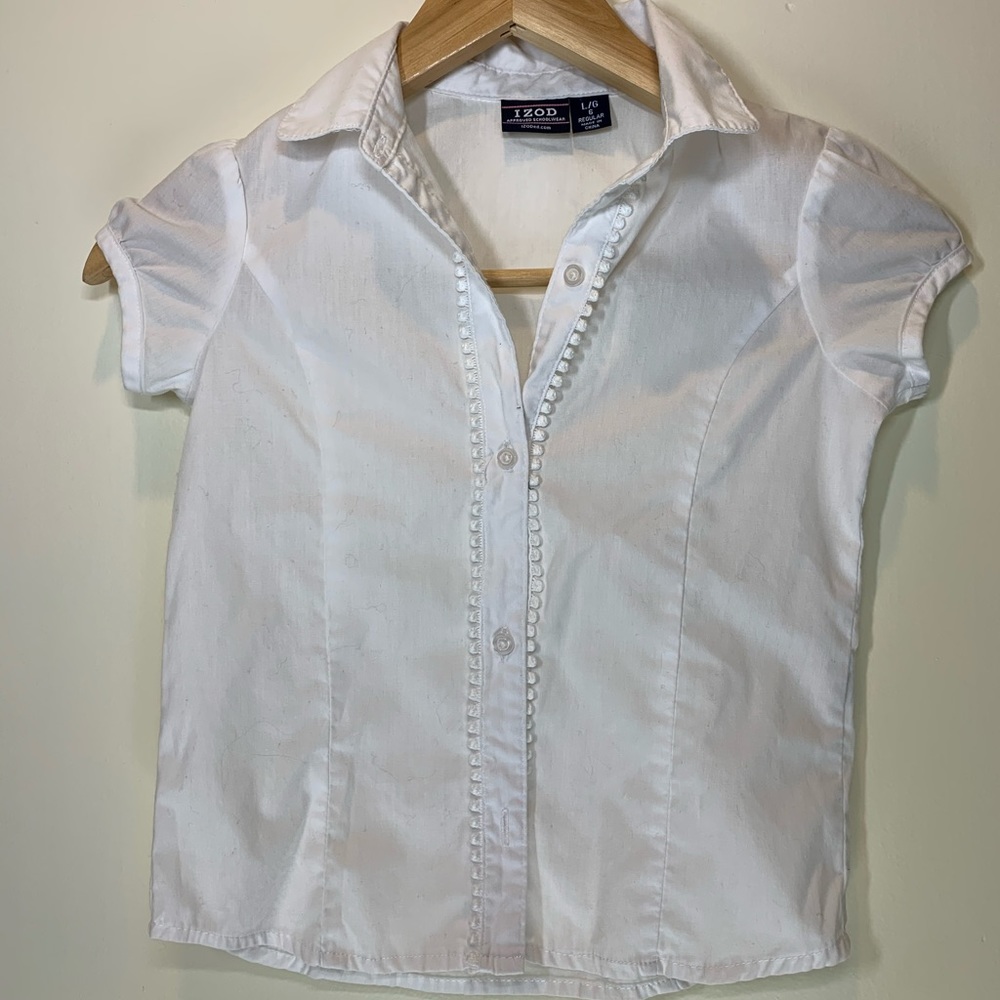 White Uniform Button Down Blouse